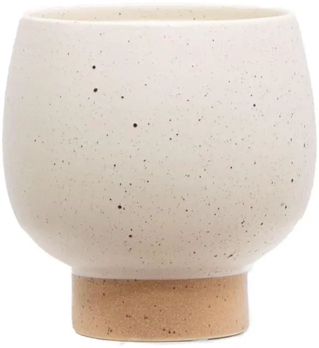 Main image of Mainstays 5.5 in Cream Speckle Ceramic Indoor Planter with Tan Base