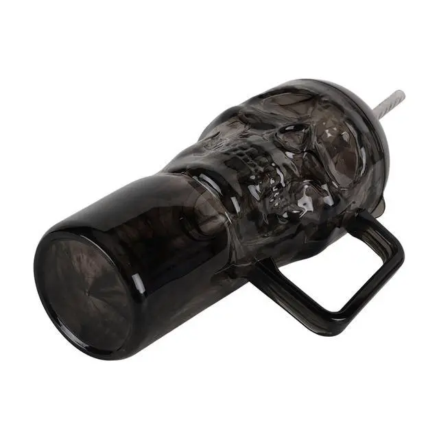Alt view image 3 of 6 - Way To Celebrate 30 oz Acrylic Skull Tumbler with Straw and Handle, Black Swirl