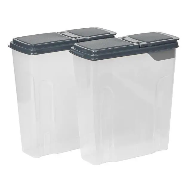 Alt view image 2 of 7 - Mainstays 2-Pack Plastic Cereal Keeper Storage Containers, Kitchen Pantry Organizer Canisters for Cereal and Dry Food Storage, 24 Cup Capacity, Dark Gray Lid