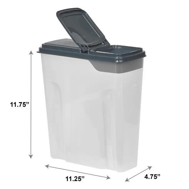 Alt view image 3 of 7 - Mainstays 2-Pack Plastic Cereal Keeper Storage Containers, Kitchen Pantry Organizer Canisters for Cereal and Dry Food Storage, 24 Cup Capacity, Dark Gray Lid