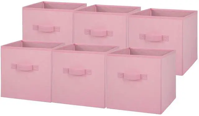 Main image of Mainstays Collapsible Cube Fabric Storage Bins, Pink Puff, 6 Pack