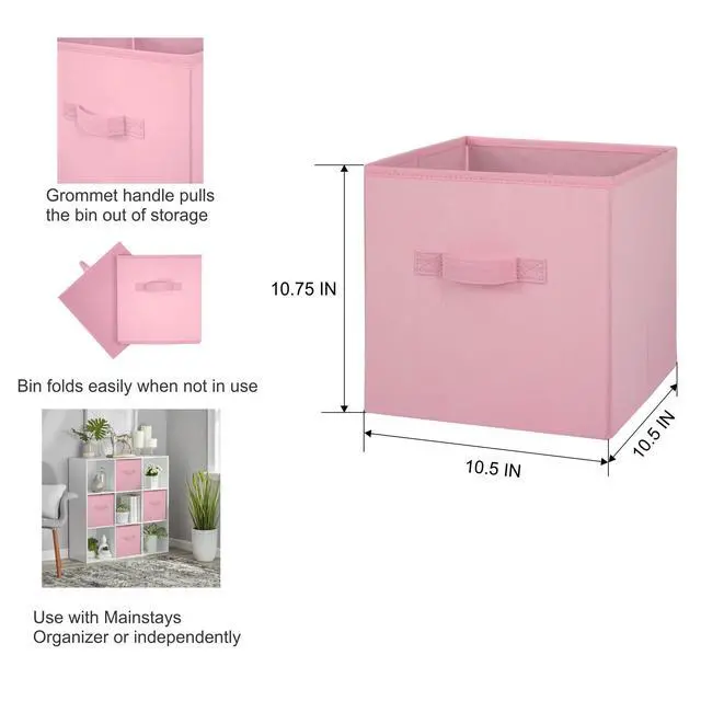 Alt view image 3 of 6 - Mainstays Collapsible Cube Fabric Storage Bins, Pink Puff, 6 Pack