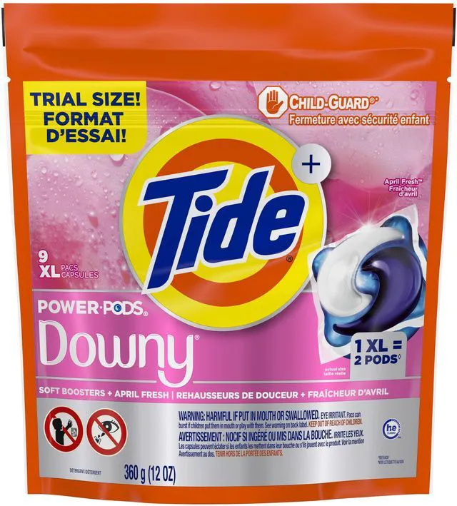 Alt view image 5 of 6 - Tide Power PODS Laundry Detergent Pacs with Downy Soft Boosters, April Fresh Scent, 9 Count