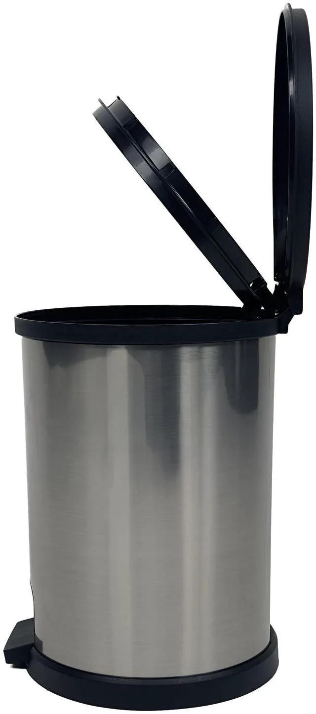Main image of Mainstays Bathroom Trash Can, 1.5 Gallon Small Plastic Step Garbage Bucket Bin with Lid, Silver