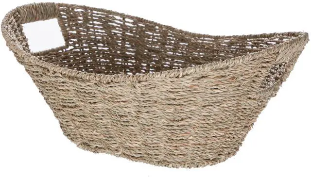 Main image of Mainstays Oval Natural Seagrass Storage Basket with Cut-Out Handles