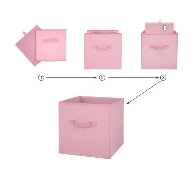 Alt view image 4 of 6 - Mainstays Collapsible Cube Fabric Storage Bins, Pink Puff, 6 Pack
