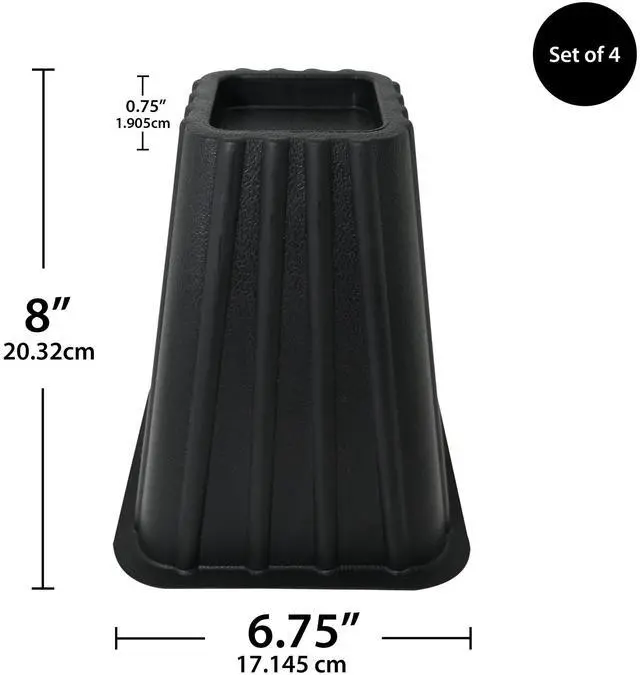 Alt view image 2 of 5 - Mainstays Black Plastic Tall Bed Risers to Raise Your Bed for Storage, 4-Pack, 6.75 in x 6.75 in x 8 in