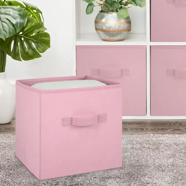 Alt view image 6 of 6 - Mainstays Collapsible Cube Fabric Storage Bins, Pink Puff, 6 Pack