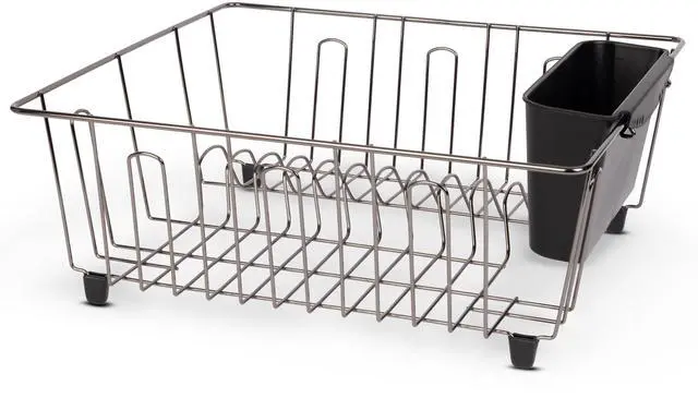Main image of Mainstays Small Dish Drainer Rack - Chrome/Black