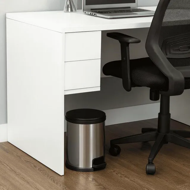 Alt view image 4 of 5 - Mainstays Bathroom Trash Can, 1.5 Gallon Small Plastic Step Garbage Bucket Bin with Lid, Silver