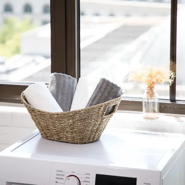 Alt view image 3 of 7 - Mainstays Oval Natural Seagrass Storage Basket with Cut-Out Handles