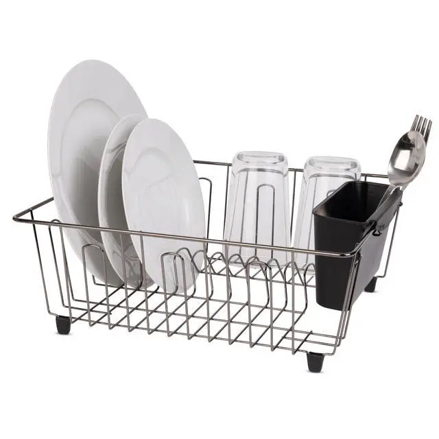 Alt view image 2 of 6 - Mainstays Small Dish Drainer Rack - Chrome/Black