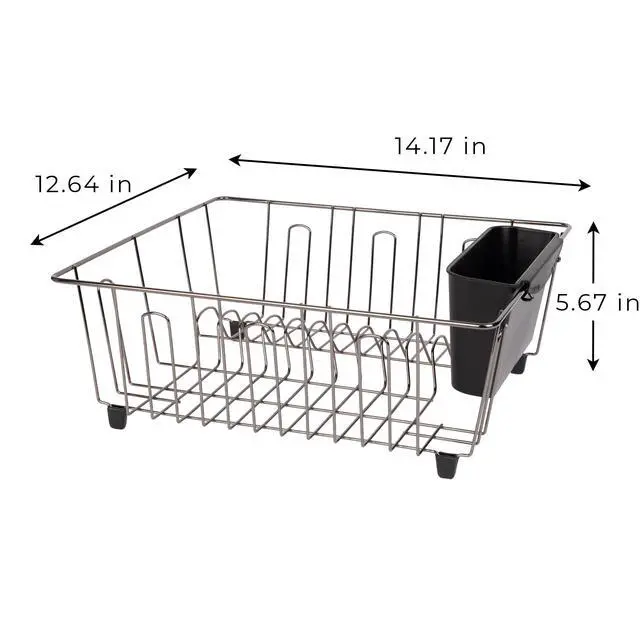 Alt view image 3 of 6 - Mainstays Small Dish Drainer Rack - Chrome/Black