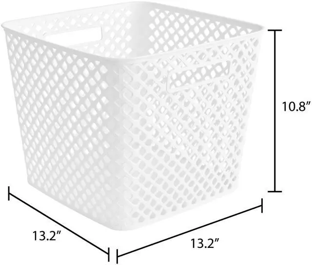 Alt view image 3 of 5 - Mainstays Cube Decorative Plastic Storage Basket, Arctic White