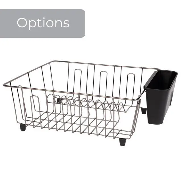 Alt view image 4 of 6 - Mainstays Small Dish Drainer Rack - Chrome/Black