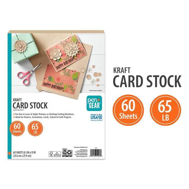 Alt view image 2 of 6 - Pen+Gear Kraft Card Stock Paper, 8.5"x 11", 65 lb, 60 Sheets