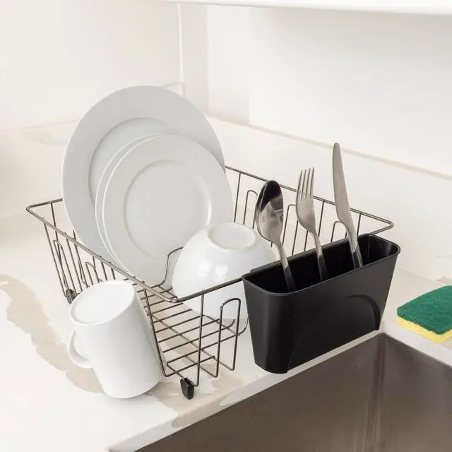 Alt view image 6 of 6 - Mainstays Small Dish Drainer Rack - Chrome/Black
