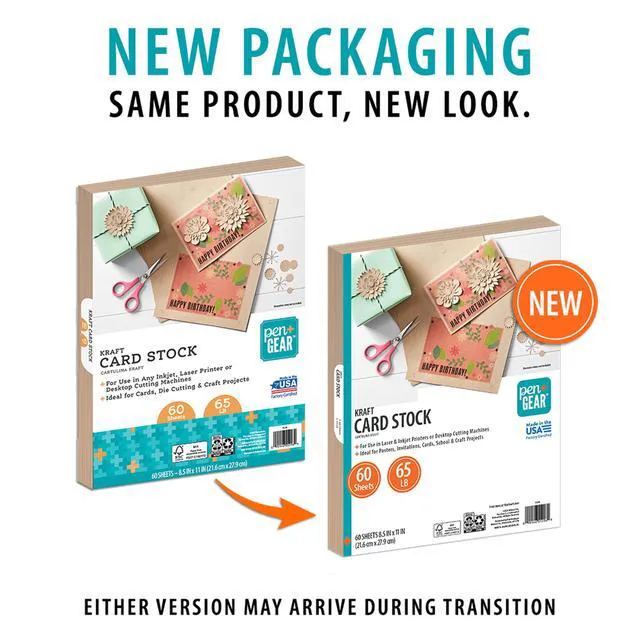 Alt view image 3 of 6 - Pen+Gear Kraft Card Stock Paper, 8.5"x 11", 65 lb, 60 Sheets