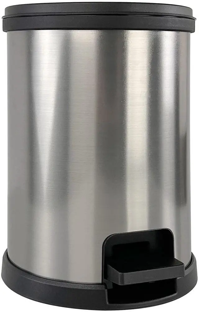 Alt view image 5 of 5 - Mainstays Bathroom Trash Can, 1.5 Gallon Small Plastic Step Garbage Bucket Bin with Lid, Silver
