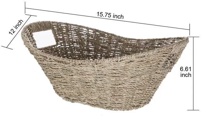 Alt view image 6 of 7 - Mainstays Oval Natural Seagrass Storage Basket with Cut-Out Handles