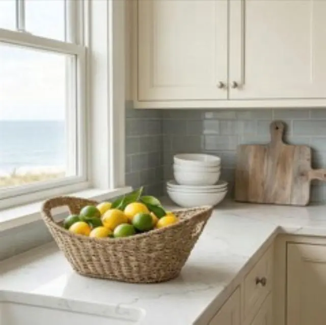 Alt view image 7 of 7 - Mainstays Oval Natural Seagrass Storage Basket with Cut-Out Handles
