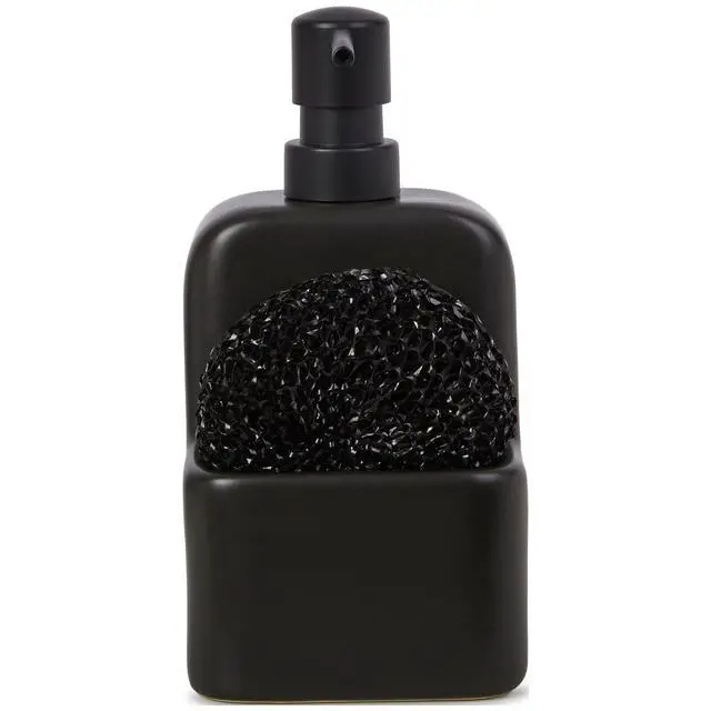 Alt view image 4 of 6 - Mainstays Ceramic Soap Dispenser with Sponge Caddy, Black