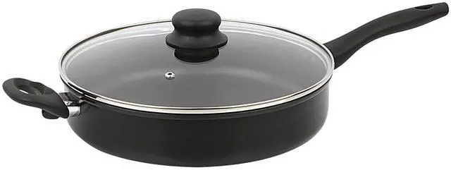 Main image of Mainstays 4 qt 28 cm Nonstick Jumbo Cooker Frying Pan with Glass Lid, Black