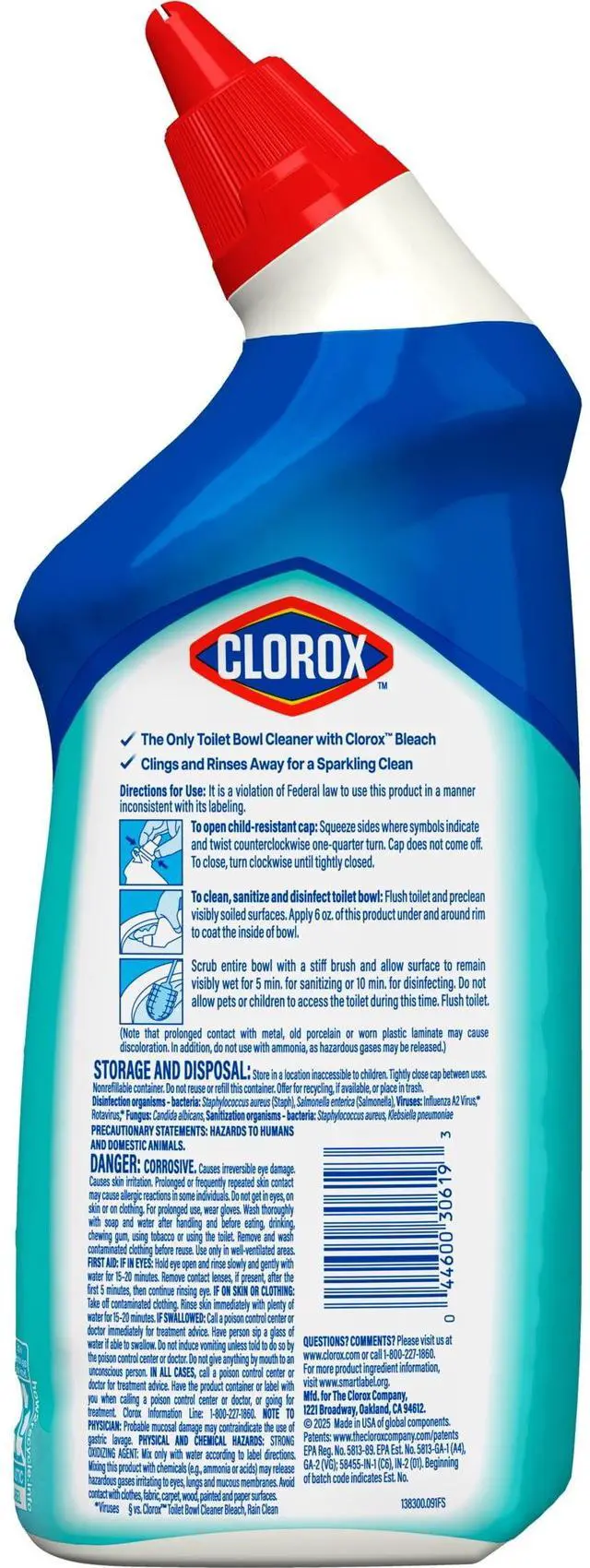 Alt view image 7 of 7 - Clorox Toilet Bowl Cleaner Clinging Bleach Gel, Ocean Mist, 24 Fluid Ounces