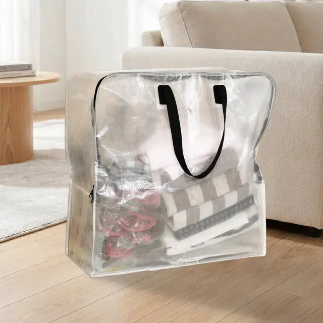 Alt view image 5 of 7 - Mainstays Clear 24 Gallon Slim Storage and Moving Bag with Zipper Closure and Dual Carry Handles