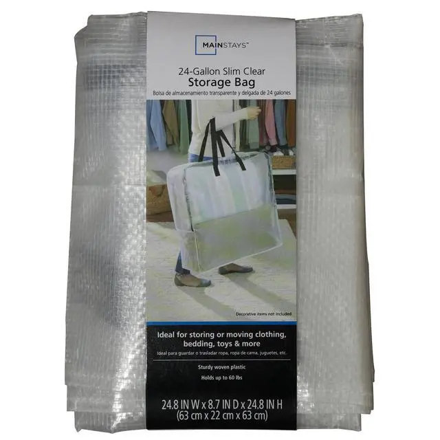 Alt view image 6 of 7 - Mainstays Clear 24 Gallon Slim Storage and Moving Bag with Zipper Closure and Dual Carry Handles