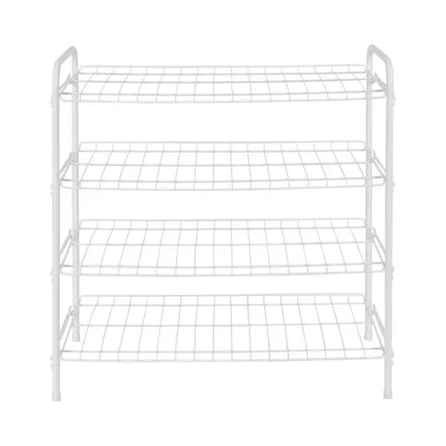 Alt view image 2 of 6 - Mainstays Steel Wire Shoe Organizer, 4-Tiers, 12 Shoe Pair Capacity, Durable Shoe Rack, White
