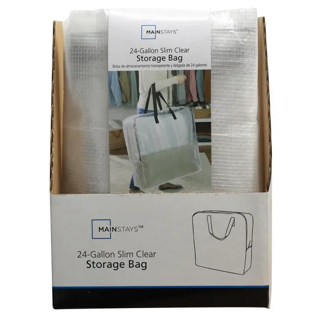 Alt view image 7 of 7 - Mainstays Clear 24 Gallon Slim Storage and Moving Bag with Zipper Closure and Dual Carry Handles