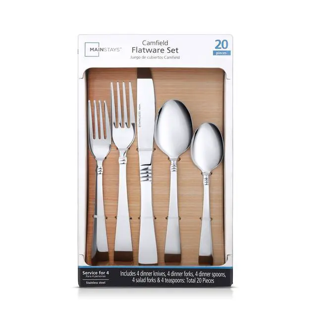 Alt view image 3 of 4 - Mainstays Camfield 20-Piece Stainless Steel Flatware Set, Service for 4