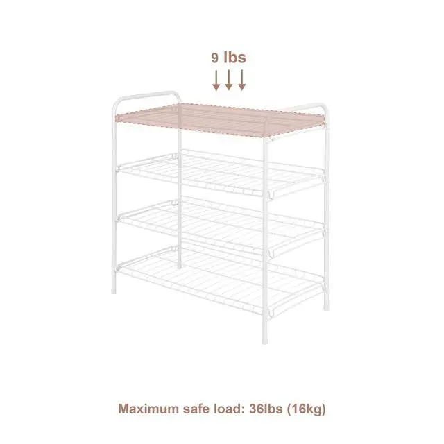 Alt view image 4 of 6 - Mainstays Steel Wire Shoe Organizer, 4-Tiers, 12 Shoe Pair Capacity, Durable Shoe Rack, White