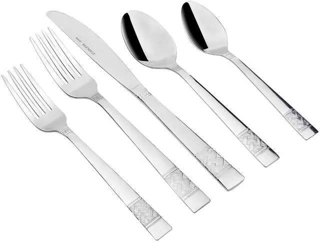 Main image of Mainstays Pierremont 20 Piece Polished Stainless Steel Flatware Set, Silver Tableware