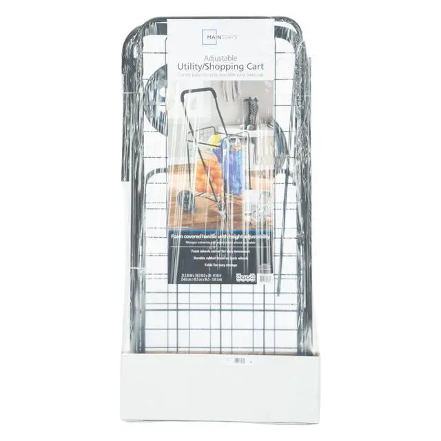 Alt view image 7 of 7 - Mainstays Metal Rolling Utility Shopping Cart with Foldable Design