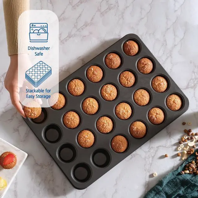Alt view image 3 of 7 - Mainstays 24-Cavity Mini Metal Muffin Pan, Gray