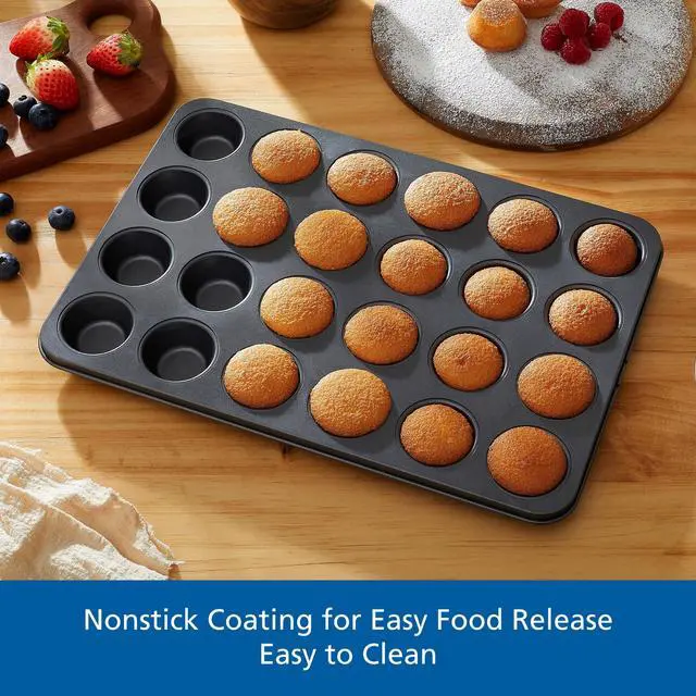 Alt view image 5 of 7 - Mainstays 24-Cavity Mini Metal Muffin Pan, Gray