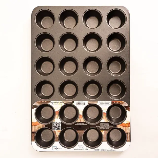 Alt view image 7 of 7 - Mainstays 24-Cavity Mini Metal Muffin Pan, Gray