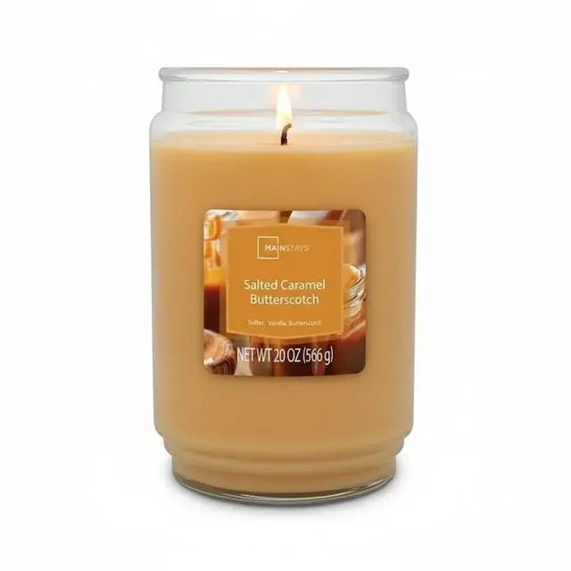 Main image of Mainstays Single-Wick Scented Glass Jar Candle, Salted Caramel Butterscotch, 20 oz