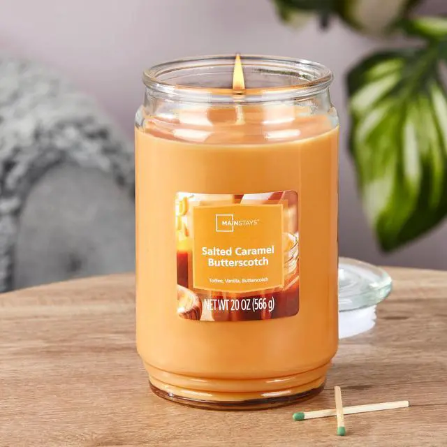 Alt view image 2 of 7 - Mainstays Single-Wick Scented Glass Jar Candle, Salted Caramel Butterscotch, 20 oz