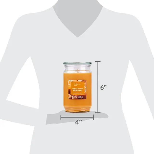 Alt view image 6 of 7 - Mainstays Single-Wick Scented Glass Jar Candle, Salted Caramel Butterscotch, 20 oz
