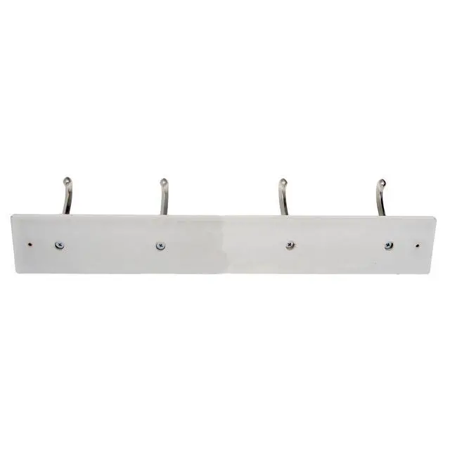 Alt view image 3 of 4 - Mainstays White 18 inch Hook Board with 4 Satin Nickel Hooks for Coats, Bags, Leashes, Keys, Towels, 30 lbs Capacity, 1 Pack