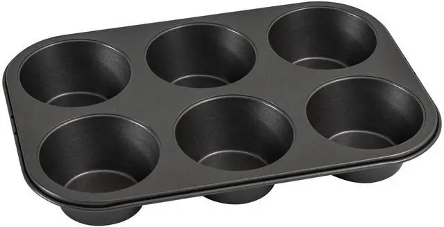 Main image of Mainstays 6 Cup Jumbo Muffin Pan, Non-Stick Bakeware,3.4 inch Diameter Cups,Gray,Carbon Steel