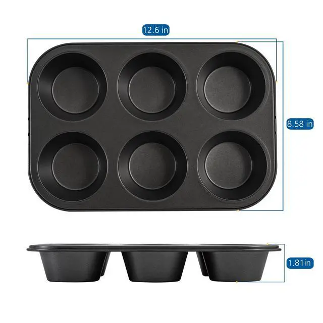 Alt view image 3 of 7 - Mainstays 6 Cup Jumbo Muffin Pan, Non-Stick Bakeware,3.4 inch Diameter Cups,Gray,Carbon Steel