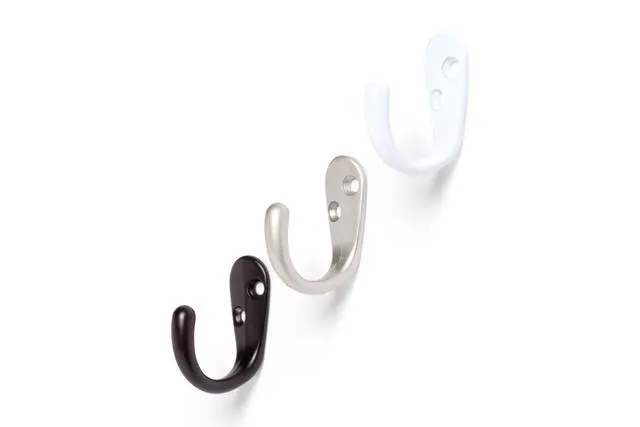 Alt view image 3 of 4 - (2 pack) Mainstays, White Metal Hooks, Clutter-Free Hooks for Hanging Towels and Coats, 10 lbs Capacity, 2 Pack