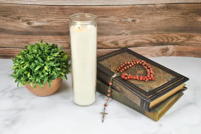 Alt view image 4 of 4 - (2 pack) Mainstays Prayer Candle, Clear Glass, White Wax, 8 in