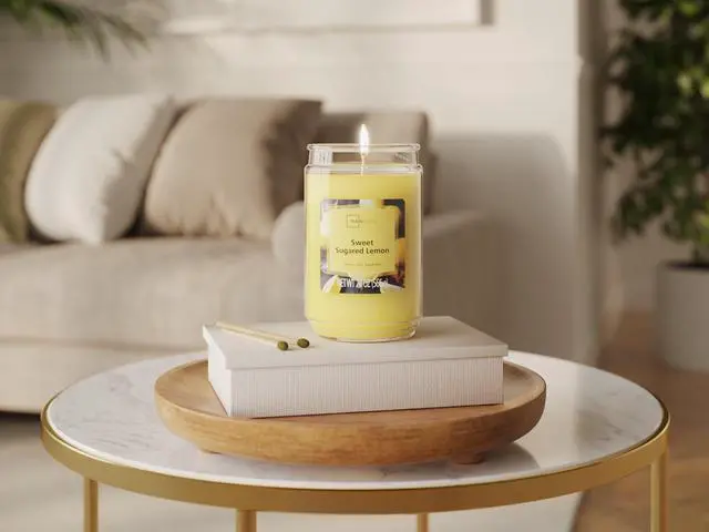 Alt view image 3 of 4 - Mainstays Sweet Sugared Lemon Scented Single-Wick Glass Jar Candle, 20 oz
