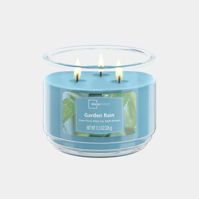 Alt view image 2 of 6 - (2 pack) Mainstays Garden Rain 3-Wick Scented Glass Jar Candle, 11.5 oz