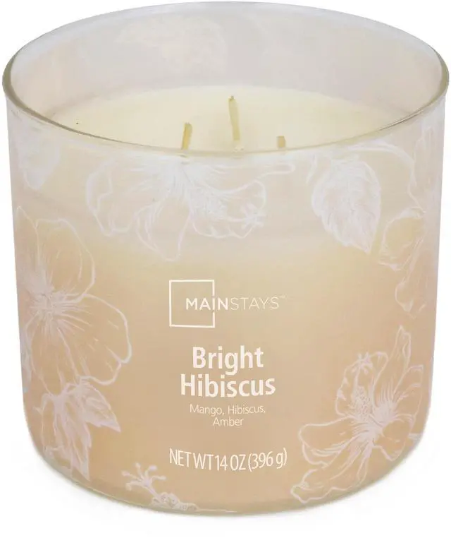 Alt view image 4 of 5 - Mainstays 3-Wick Ombre Wrap Bright Hibiscus Scented Candle, 14 oz